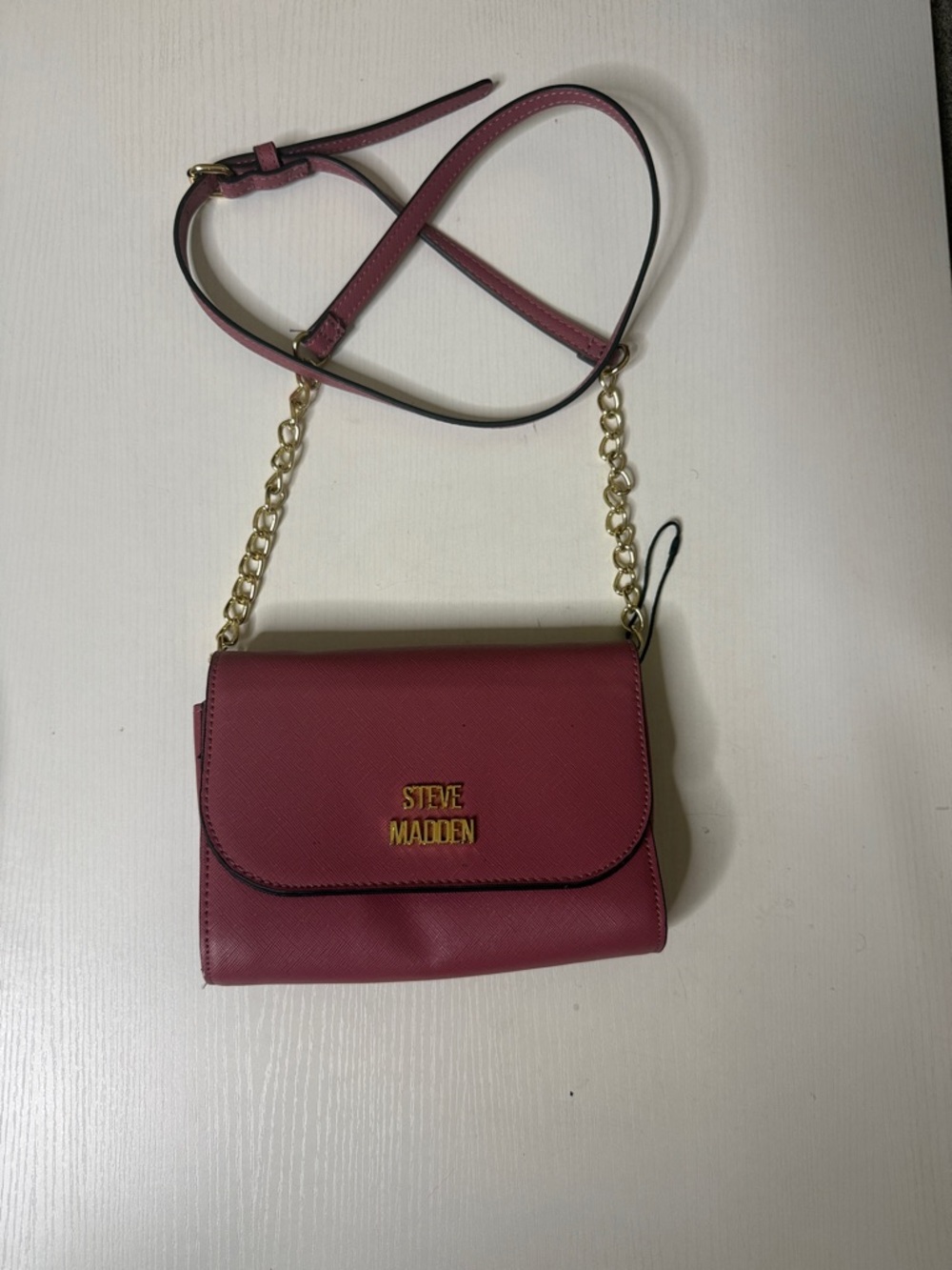 Steve Madden Rose Pink Crossbody with Gold Chain Strap